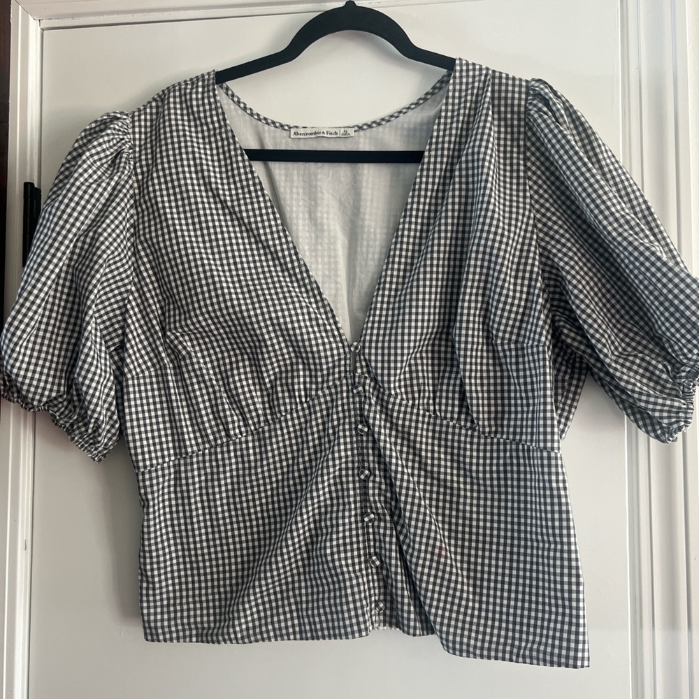 Abercrombie & Fitch Black and White Checkered Blouse
